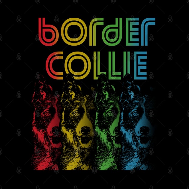 Cool Retro Groovy Border Collie Dog by Madfido