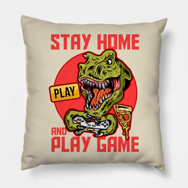 dino play games Pillow by Mako Design 