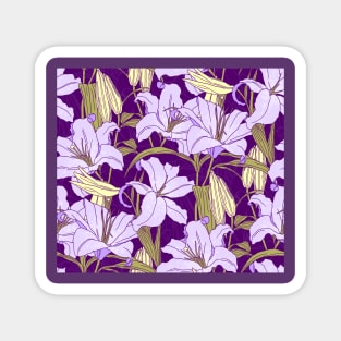 Lilac Dark Summer Lillies Magnet