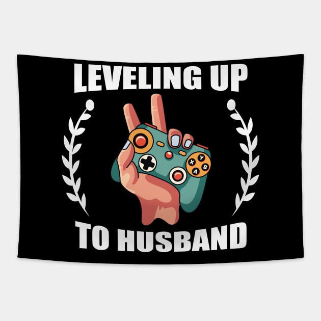 Leveling Up To Husband Gift Idea Tapestry by MetalHoneyDesigns