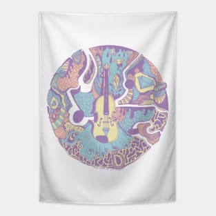 Retro Blend Circle of Music Tapestry