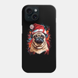 Pug Dog Christmas with Santa Hat Phone Case