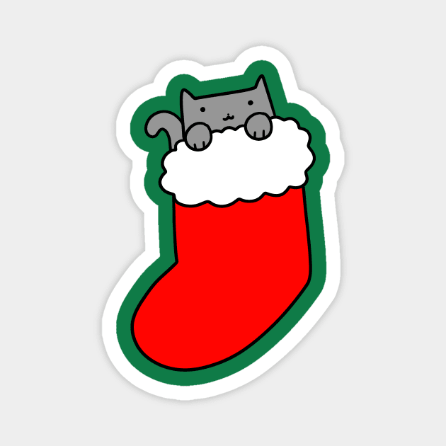 Gray Cat in Christmas Stocking Magnet by saradaboru
