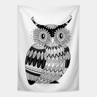 Black owl illustration Tapestry