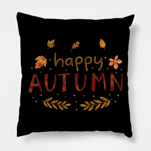 Cute Happy Autumn Season Halloween Thanksgiving and Fall Color Lovers Pillow by BellaPixel