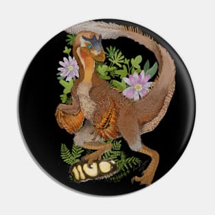 Jungle Raptor Dinosaur Art Pin