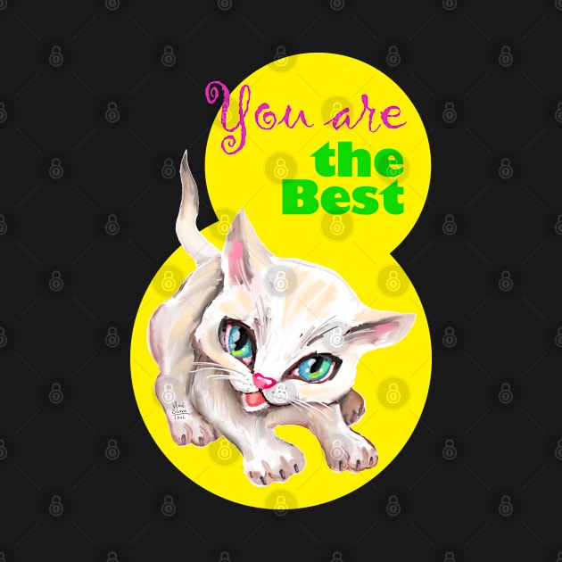 Sweet cute white kitten best friend. Love you cat. by Rukki Zukki Art