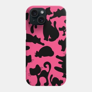 Black Cat Silhouette Pattern Phone Case