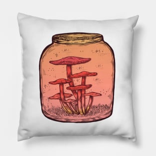 Mushroom Jar || Vintage Psychedelic Rainbow Illustration Pillow