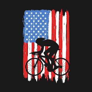 American Flag Cycling Graphic T-Shirt