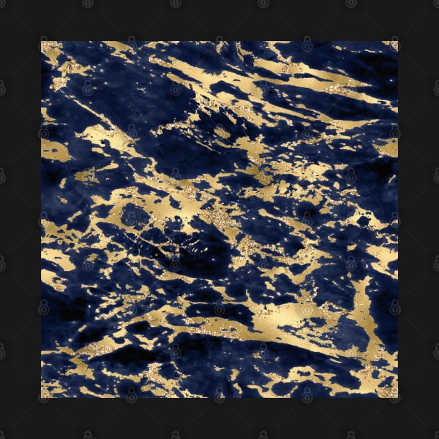 Navy Blue and Gold Marble by Photomisak72