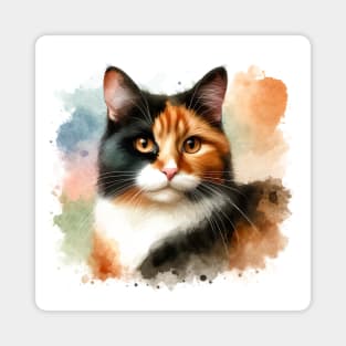 Cat Calico - Watercolor Cat Magnet