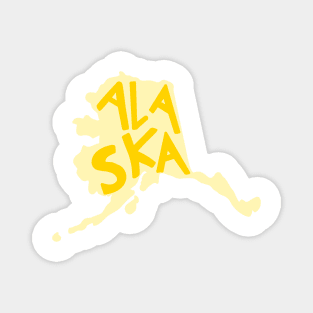 Alaska Doodle Letters Map Outline-yellow Magnet