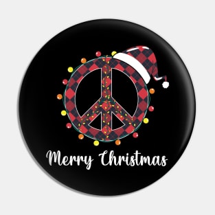 Peace Sign Santa Hat Christmas Lights Pin