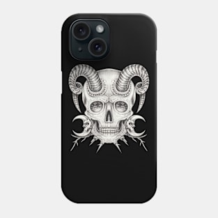 Surrealist art demon and nature skull head design. Phone Case