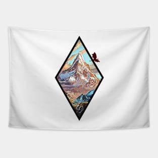 The Lonely Mountain - Dragon - Diamond Frame - White - Fantasy Tapestry