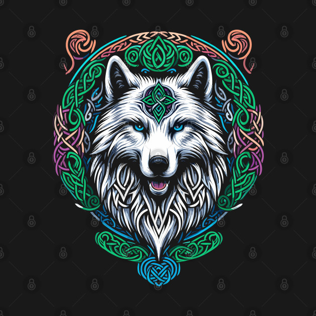 Celtic Wolf  - Wolf  Head by JessArty