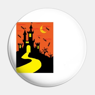 Halloween With Moon Orange Palace And Bat Silhouette Pin