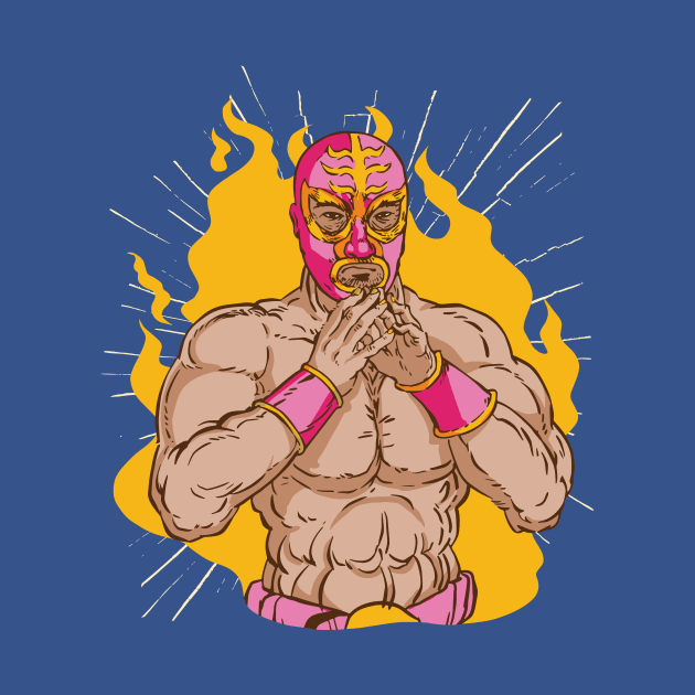 Fun, Fiery Mexican Luchador Wrestler Illustration by SLAG_Creative