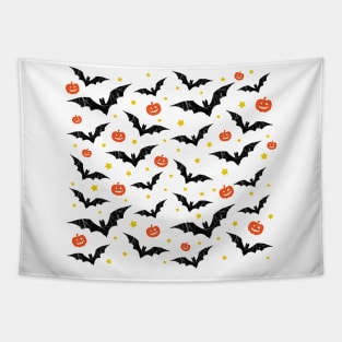 Halloween Bats And Pumpkins Tapestry