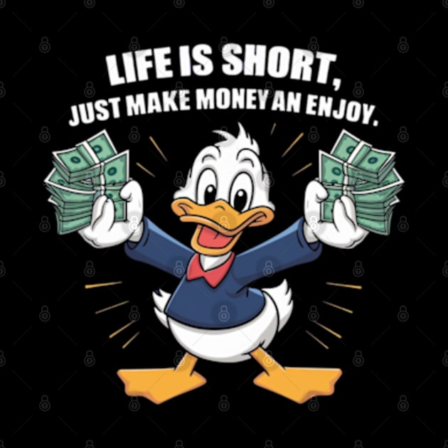 A vectordesign trending concept for A cartoon happy character duck, holding bundles of money in both his hands. (2) by YolandaRoberts