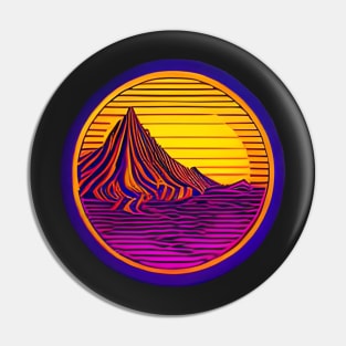 Outrun sunset  alien mountains cyberpunk sticker Pin