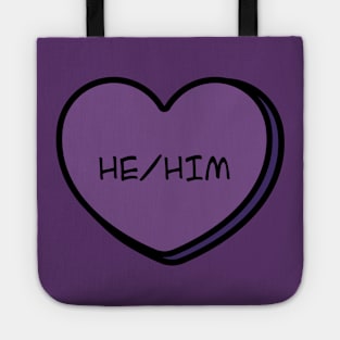 Pronoun He/Him Conversation Heart in Purple Tote