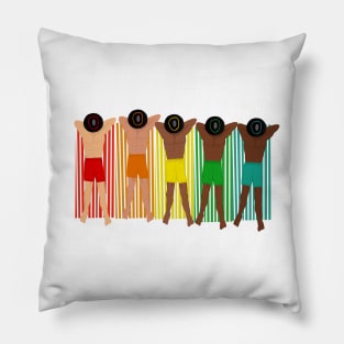 Hunky Men on Rainbow Towels (horizontal) Pillow