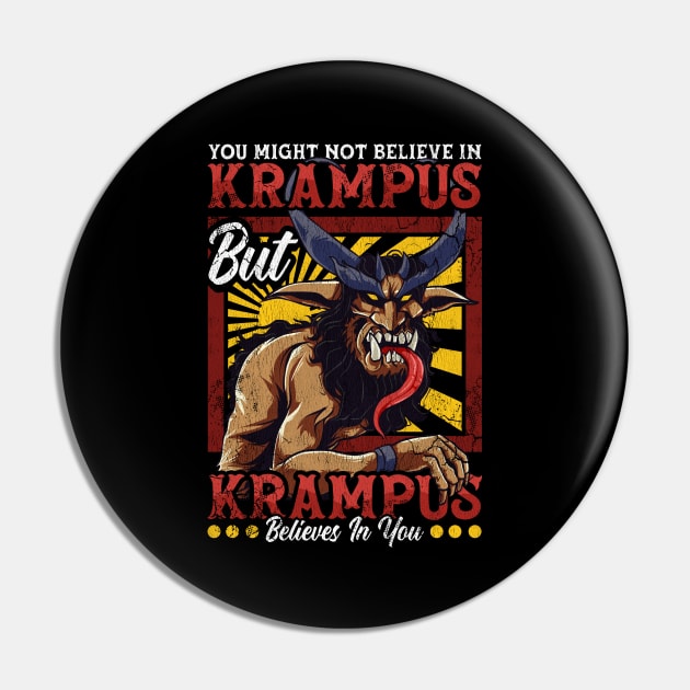 Krampus Believes In You Christmas Horror Pin by E