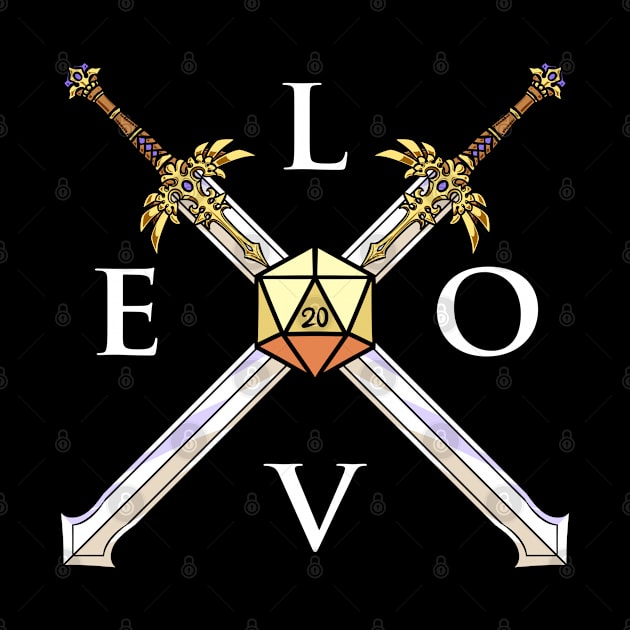 Sword Love D20 Dice Dungeons Fantasy Tabletop RPG Roleplaying D20 Gamer by TheBeardComic