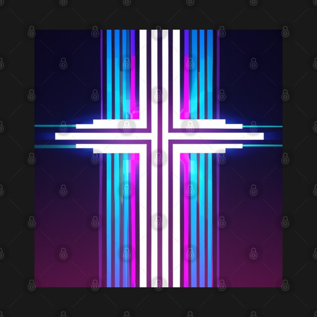 Synthwave stripes cross by SJG-digital