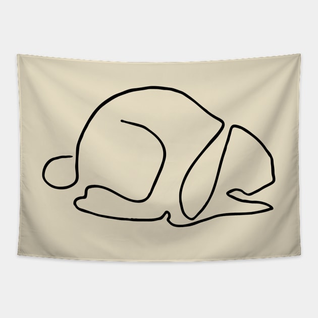 Rabbit on a line  - Oneliner Tapestry by Motiondust