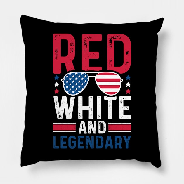 Red White And Legendary | Sunglasses (US Flag) Pillow by Harlems Gee