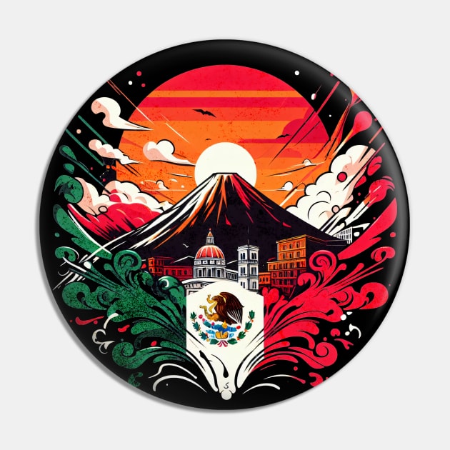 Italian Vesuvius Vulcano Design Pin by Miami Neon Designs