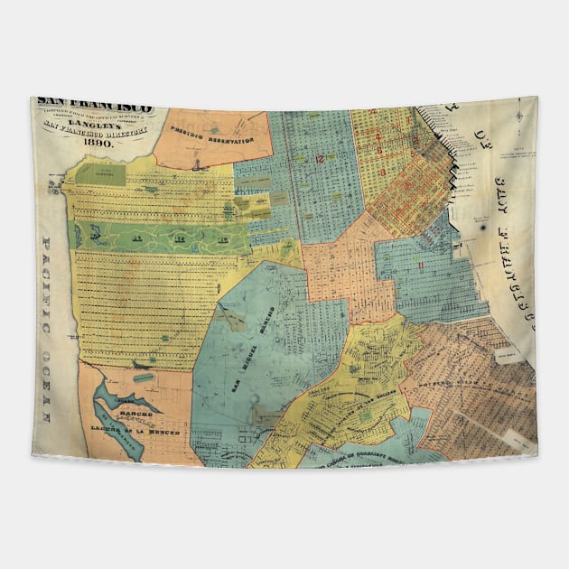 Vintage Map of San Francisco (1890) Tapestry by Bravuramedia