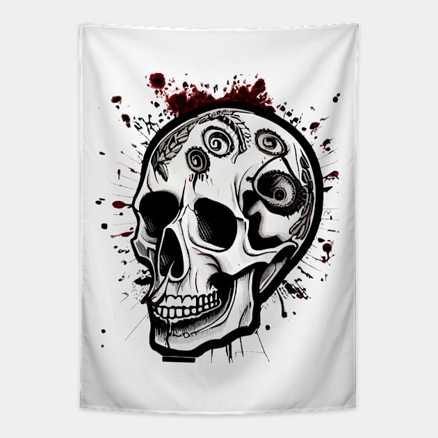 #SkullLove Blood Skull Tapestry by MindGlowArt