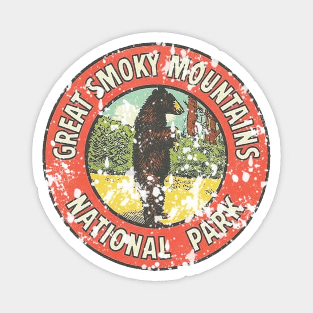Great Smoky Mountains Vintage Bear Magnet by Hilda74