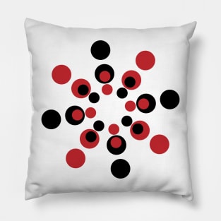 Red and black abstract circle Pillow