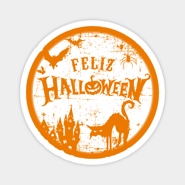 Feliz Halloween - grunge design Magnet by verde