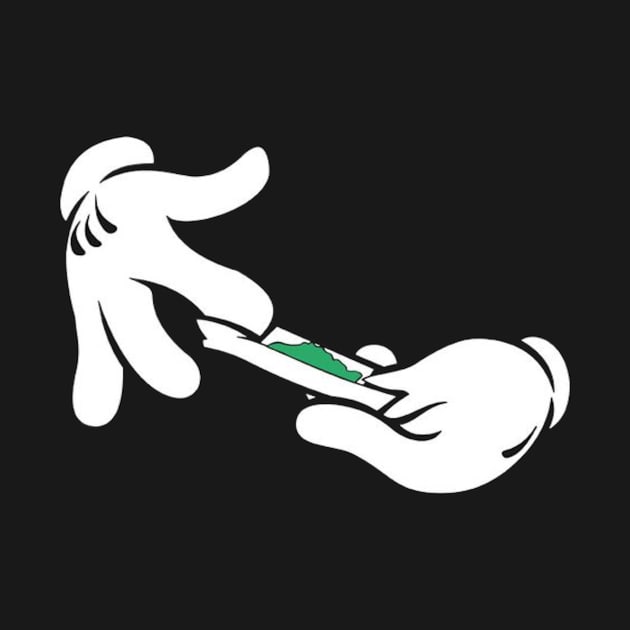Hand of a well-known mouse rolling a green cigarette by euror-design