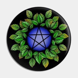 Leafy Blue Pentagram T-Shirt Pin
