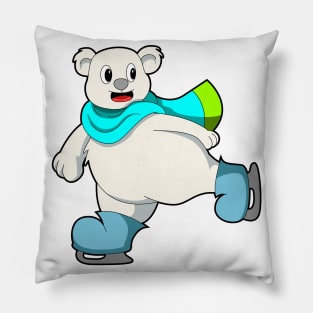 Bear at Ice skating with Ice skates Pillow