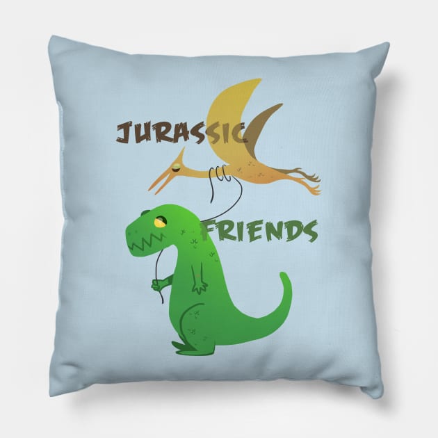 Jurassic Friends Pillow by Contenebratio