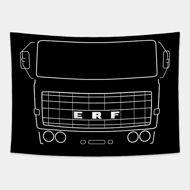 Vintage 1970s ERF B Series lorry white outline graphic Tapestry by soitwouldseem