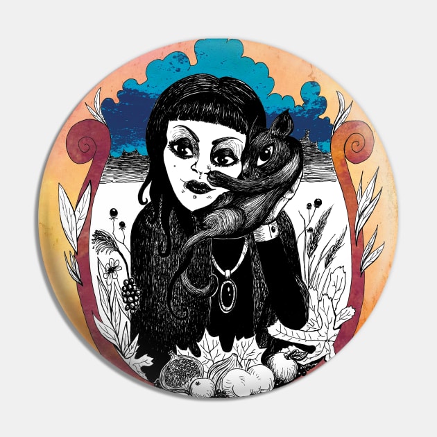 girl with rabbit Pin by MerryDee