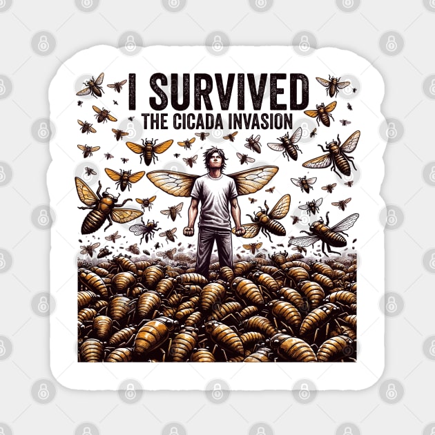 I Survived the Cicada Invasion Funny Cicada Summer Magnet by creative