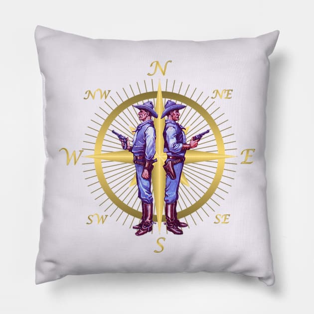 Compass in Duel Pillow by Marccelus