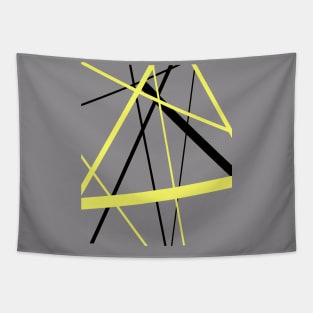 Criss Crossed Lemon Yellow and Black Stripes Tapestry