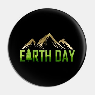 Mountains And A Tree As Logo For Earth Day Pin