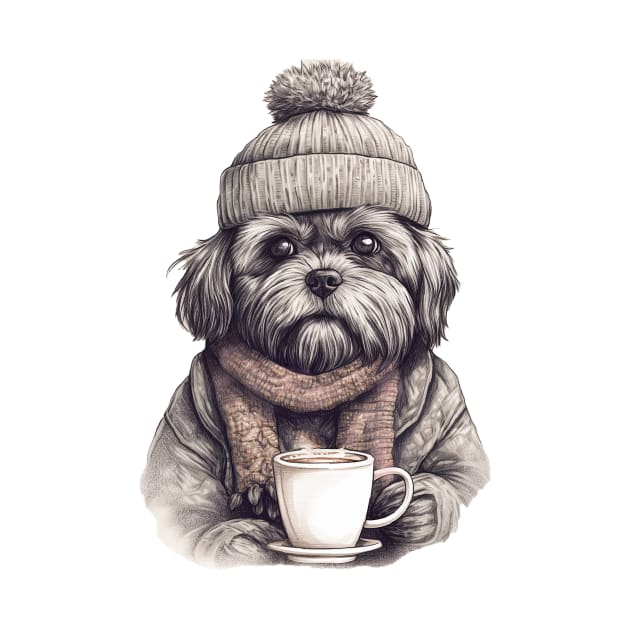 dog and coffee by Tees of Joy